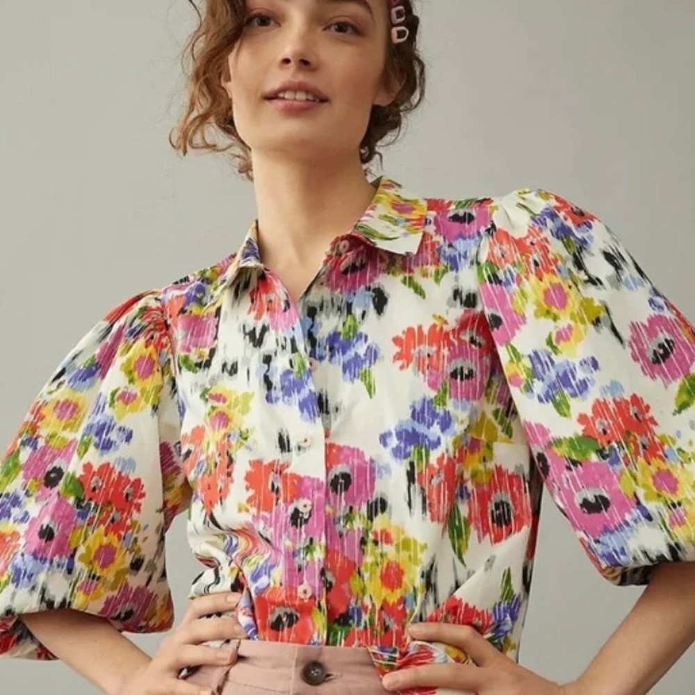 Anthropologie Maeve Rachael Floral Button-Down Shirt